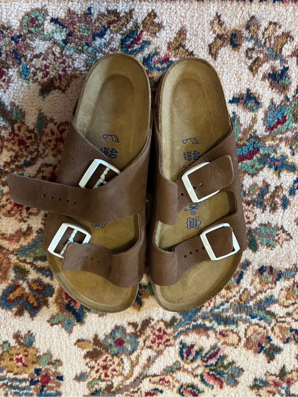 Birkenstock Brown Suede Arizona Two-Strap Sandals - Picture 2 of 5